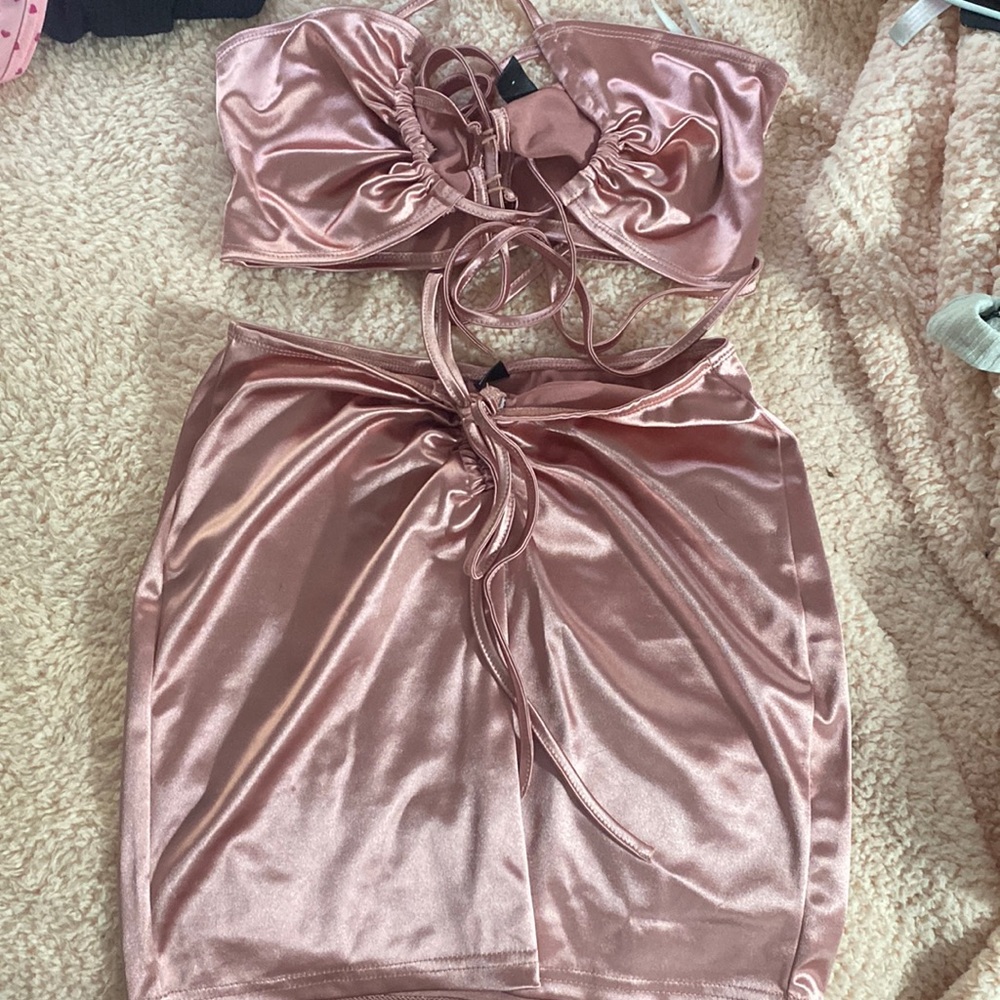 2 piece satin set